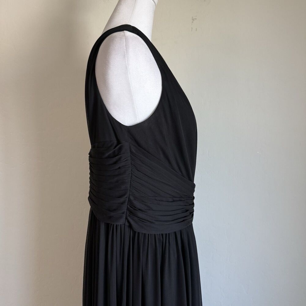 Davids Bridal As Is Mesh Dress Black One Shoulder Chiffon Gown Bridesmaid Sz 12 - Picture 14 of 16